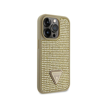 Guess Rhinestone Triangle - Coque iPhone 14 Pro (Or)