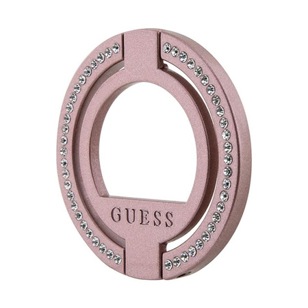 Guess MagSafe Ring Stand Rhinestone - Magnetischer Fingerhalter für Handy mit Standfunktion (Pink)