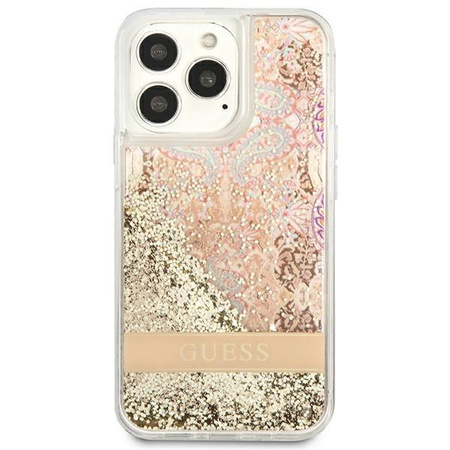 Guess Liquid Glitter Paisley - iPhone 13 Pro tok (arany)