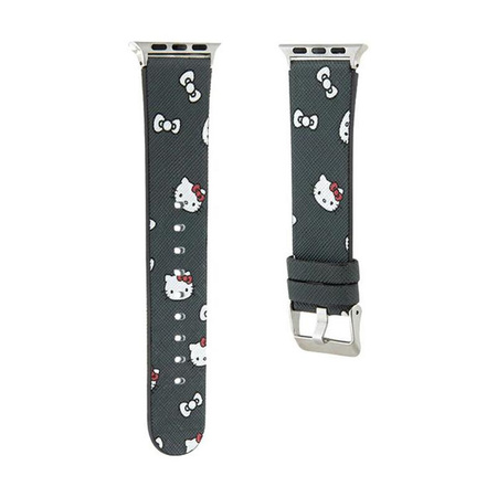 Hello Kitty Heads & Bows Pattern - Bracelet pour Apple Watch 38/40/41 mm (noir)
