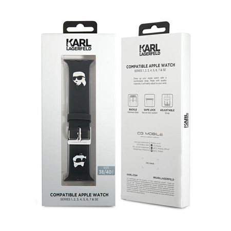 Karl Lagerfeld 3D Rubber Karl & Choupette Heads NFT - řemínek pro Apple Watch 38/40/41 mm (černý)