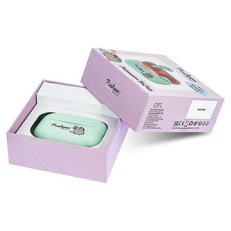 Pusheen - Bezdrátová sluchátka Bluetooth TWS s nabíjecím pouzdrem (zelená)