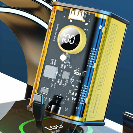 WEKOME WP-347 Vanguard Series - Power bank 20000 mAh Super Fast Charging with built-in USB-C PD 20W & Lightning + USB-A QC3.0 22.5W cable (Yellow)