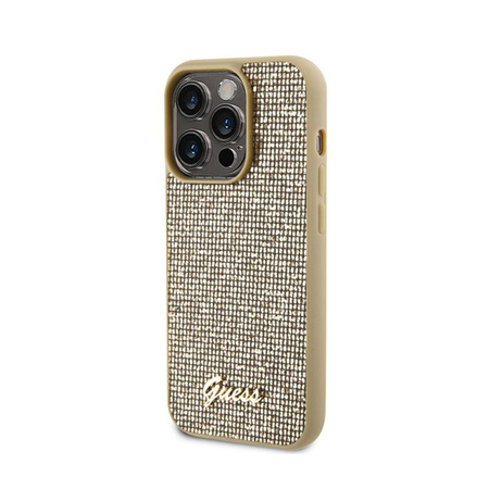 Guess Disco Metal Script - Hülle für iPhone 15 Pro (Gold)