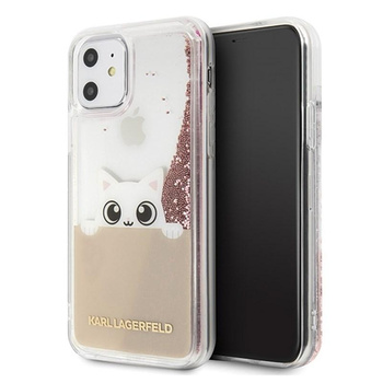 Karl Lagerfeld K-Peek A Boo - pouzdro pro iPhone 11 (třpytivé růžovo-zlaté)