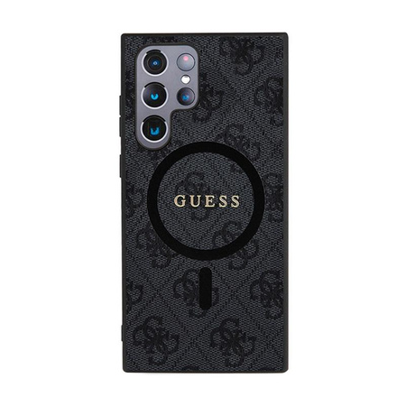 Guess 4G Collection bőr fém logós MagSafe - Samsung Galaxy S24 Ultra tok (fekete)