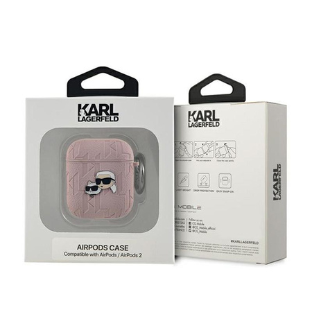 Karl Lagerfeld Monogramm Karl & Choupette Kopf - AirPods 1/2 gen Fall (rosa)