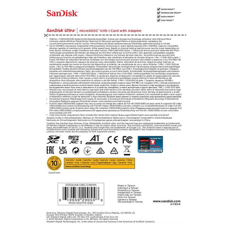 SanDisk Ultra microSDXC - Karta pamięci 128 GB A1 Class 10 UHS-I 140 MB/s z adapterem