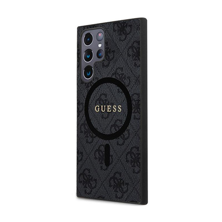 Guess 4G Collection bőr fém logós MagSafe - Samsung Galaxy S24 Ultra tok (fekete)