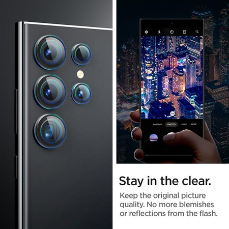 Spigen Optik Pro GLAS.TR EZ Fit Camera Protector 2er-Pack - Objektivschutzglas für Samsung Galaxy S24 Ultra (2 Stück) (Schwarz)