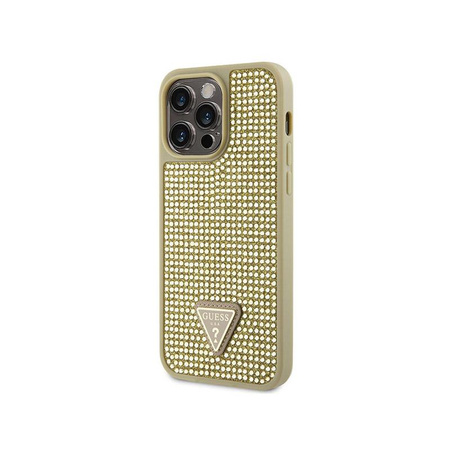 Guess Rhinestone Triangle - Hülle für iPhone 14 Pro Max (Gold)