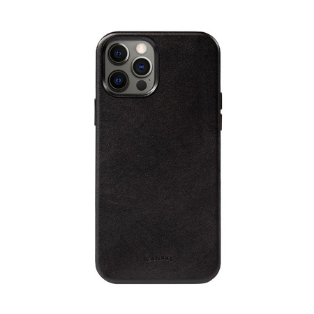 Crong Essential Cover - Etui en cuir pour iPhone 12 Pro Max (noir)