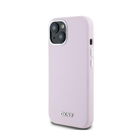DKNY Liquid Silicone Small Metal Logo MagSafe - pouzdro pro iPhone 15 / 14 / 13 (růžové)