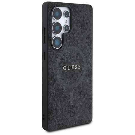Guess Leather 4G Coloured Ring Classic Logo MagSafe - étui pour Samsung Galaxy S25 Ultra (noir)