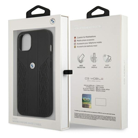 BMW Leather Curve Perforált HC - iPhone 13 tok (fekete)