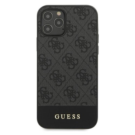Collection 4G Bottom Stripe de Guess - Coque pour iPhone 12 / iPhone 12 Pro (gris)