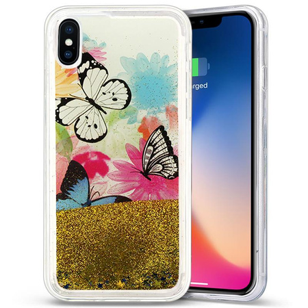 Zizo Liquid Glitter Star Case - Coque pour iPhone X (Papillons)