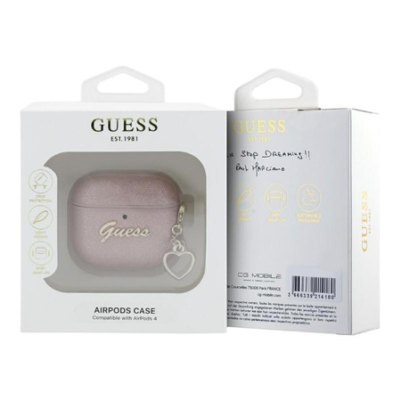 Guess Metallic Script Charm - Hülle für AirPods 4 (rosa)