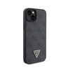 Guess Leder 4G Triangle Strass - iPhone 15 Tasche (schwarz)