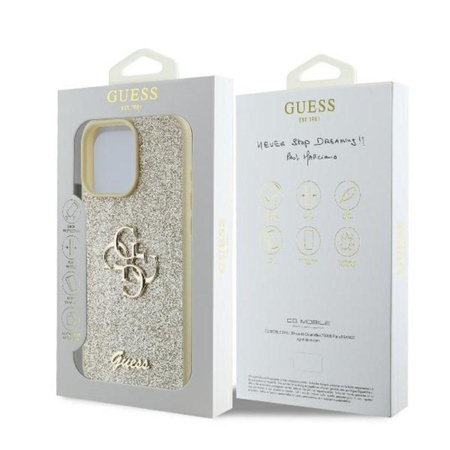 Guess Fixed Glitter Big 4G - Pouzdro pro iPhone 16 Pro (zlatý)