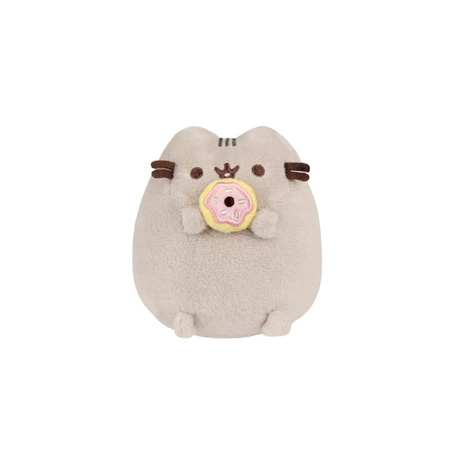 MASKOTKA KOT PUSHEEN Z PĄCZKIEM, Pluszowy Kotek z Donutem, Pluszak, 13 cm