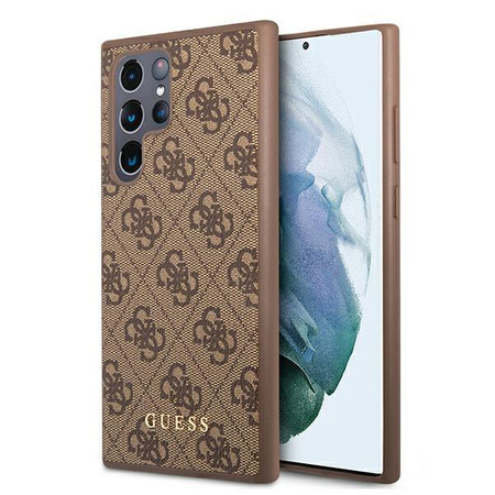 Guess 4G Metal Gold Logo - Étui Samsung Galaxy S22 Ultra (marron)