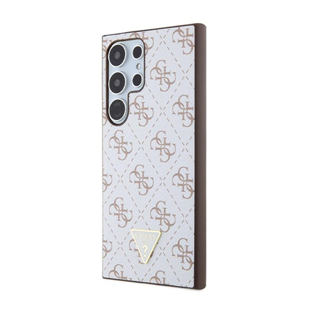 Guess 4G Triangle Metal Logo - pouzdro pro Samsung Galaxy S24 Ultra (bílé)