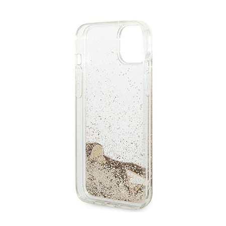 Guess Liquid Glitter Charms - Coque iPhone 14 (Or)