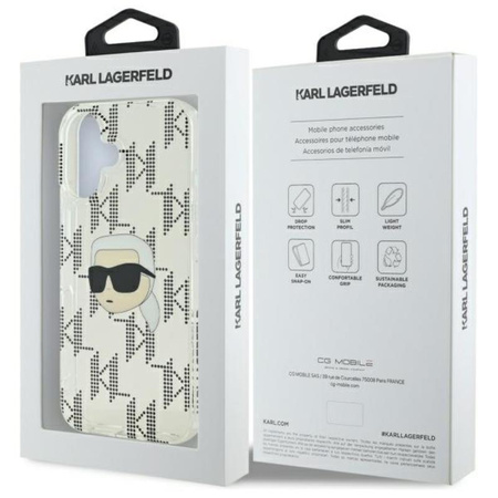 Karl Lagerfeld IML Karl Head Galvanisiert - iPhone 16 Hülle (Transparent)