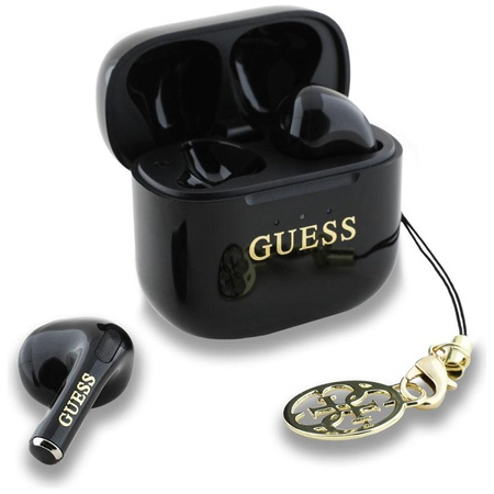 Guess Glossy Effect Printed Classic Logo & Charm - TWS Casque Bluetooth + étui de chargement (noir)