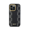 DKNY Leather Checkered Mono Pattern MagSafe - Hülle für iPhone 14 Pro (Schwarz)
