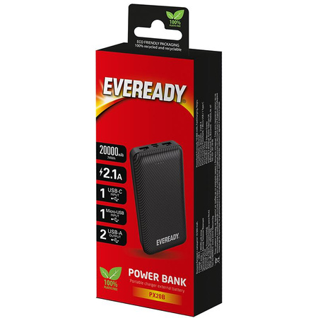 Eveready PX20B - Powerbanka 20000 mAh 2x USB-A (černá)