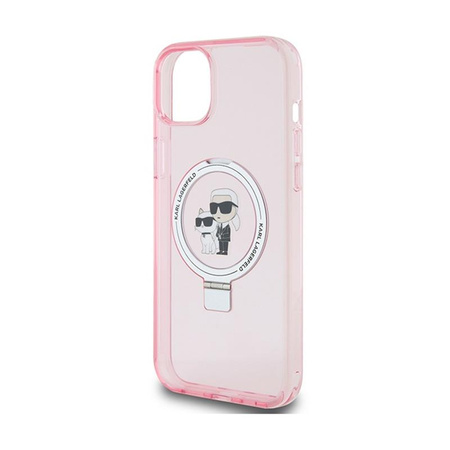 Karl Lagerfeld Ring Stand Karl & Choupette MagSafe - iPhone 15 Plus Tasche (rosa)