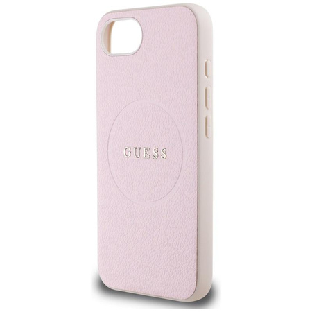 Guess Grained Ring MagSafe - étui pour iPhone 16e (rose)