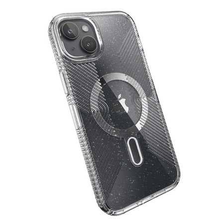 Speck Presidio Lux Grip ClickLock & Magsafe - Etui iPhone 15 Plus (Clear / Chrome Finish / Serene Silver)