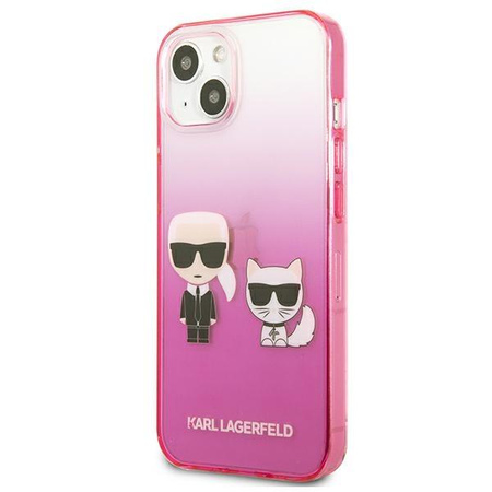 Karl Lagerfeld Gradient Ikonik Karl & Choupette - pouzdro pro iPhone 13 mini (Růžový)