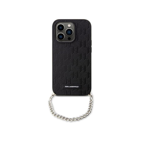 Karl Lagerfeld Saffiano Monogram Chain - Hülle für iPhone 14 Pro (Schwarz)