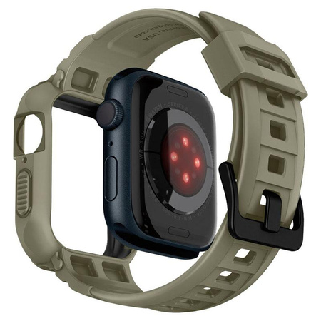 Spigen Rugged Armor Pro - Řemínek s pouzdrem pro Apple Watch 44/45 mm (Vintage Khaki)