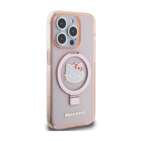 Hello Kitty Ring Stand Glitter Electrop Logo MagSafe - iPhone 15 Pro Tasche (rosa)