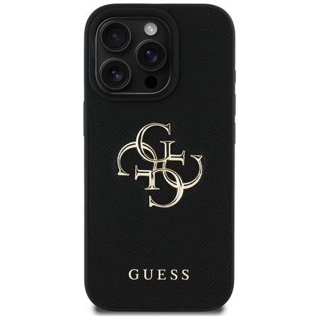 Guess Grained Big 4G Logo Small Classic Logo - Case for iPhone 16 Pro Max (black)