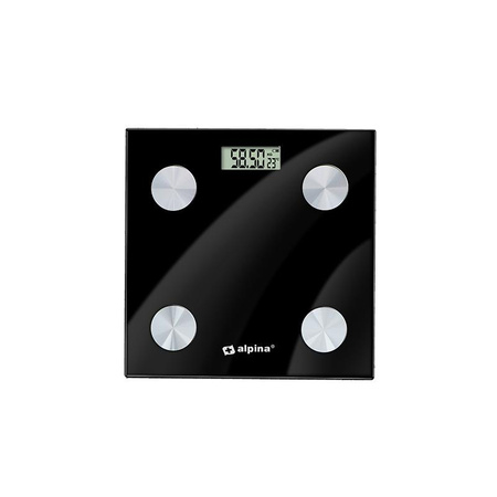 Alpina - Intelligens mérleg BMI testösszetétel-elemzővel, bluetooth, alkalmazás (fekete)