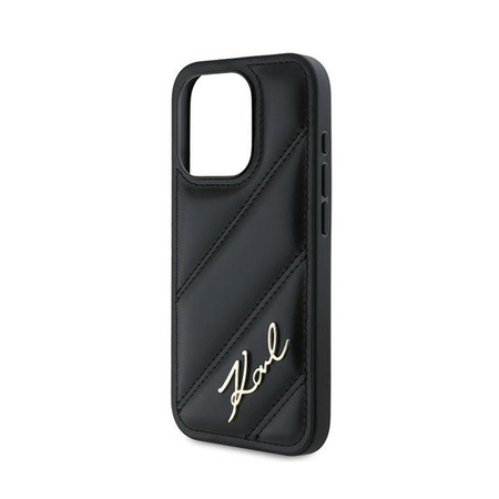 Karl Lagerfeld Diagonal Quilted Script - Etui iPhone 15 Pro Max (czarny)