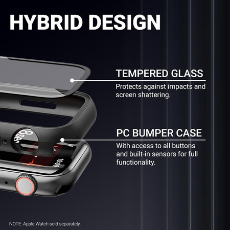 Crong Hybrid Watch Case - Boîtier avec verre pour Apple Watch 41mm (Carbon)