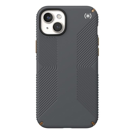 Speck Presidio2 Grip Magsafe - Tasche iPhone 15 Plus / iPhone 14 Plus (Holzkohle Grau / Cool Bronze / Weiß)
