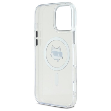 Karl Lagerfeld IML Metall Choupette Kopf MagSafe - iPhone 16 Pro Max Tasche (weiß)