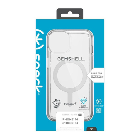 Speck Gemshell + MagSafe - Hülle für iPhone 14 / iPhone 13 mit MICROBAN halb (Clear)