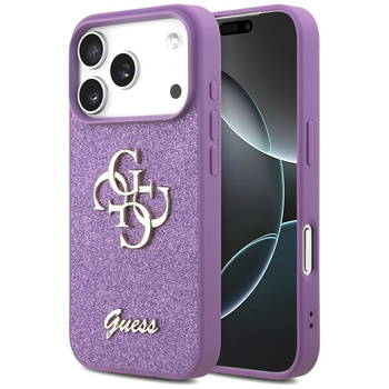 ETUI DO IPHONE 17 PRO GUESS GLITTER ORYGINALNE FIOLETOWE BROKATOWE MODNE