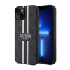 Guess 4G Coque MagSafe à rayures imprimées pour iPhone 14 Plus (Noir)