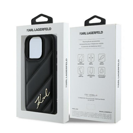 Karl Lagerfeld Quilted Signature - Coque pour iPhone 16 Pro Max (noir)