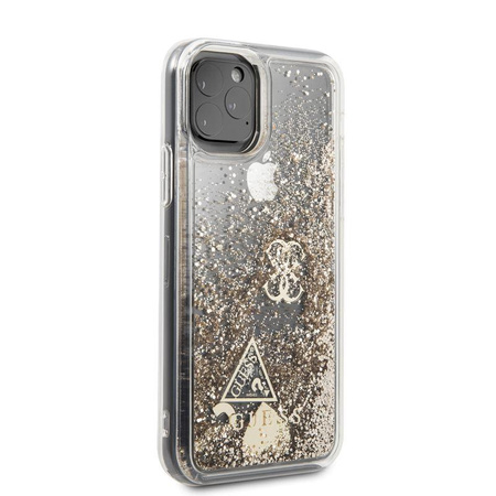 Guess Liquid Glitter Hearts - iPhone 11 Pro tok (arany)